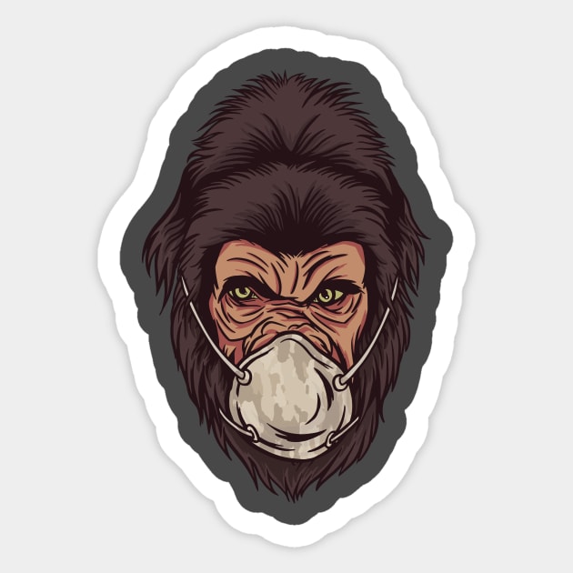 GORILLA FACE MASK DESIGN Sticker by elaissiiliass